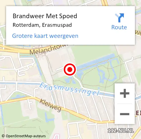 Locatie op kaart van de 112 melding: Brandweer Met Spoed Naar Rotterdam, Erasmuspad op 2 juni 2020 19:52