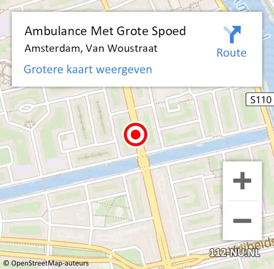Locatie op kaart van de 112 melding: Ambulance Met Grote Spoed Naar Amsterdam, Van Woustraat op 2 juni 2020 20:06