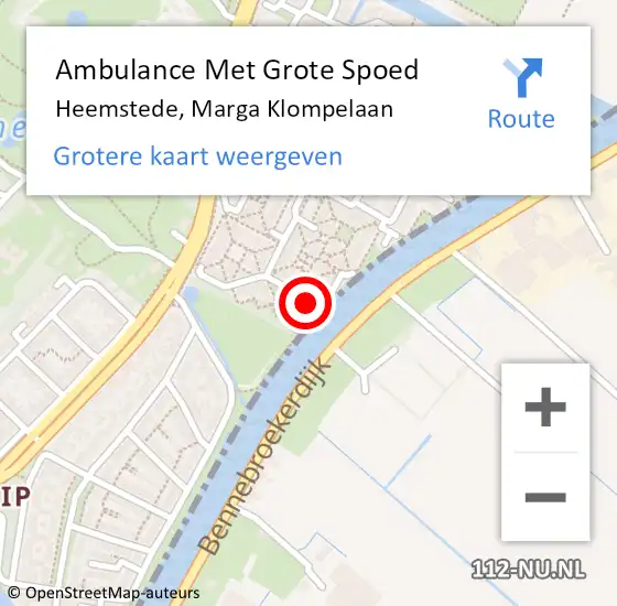 Locatie op kaart van de 112 melding: Ambulance Met Grote Spoed Naar Heemstede, Marga Klompelaan op 2 juni 2020 20:49