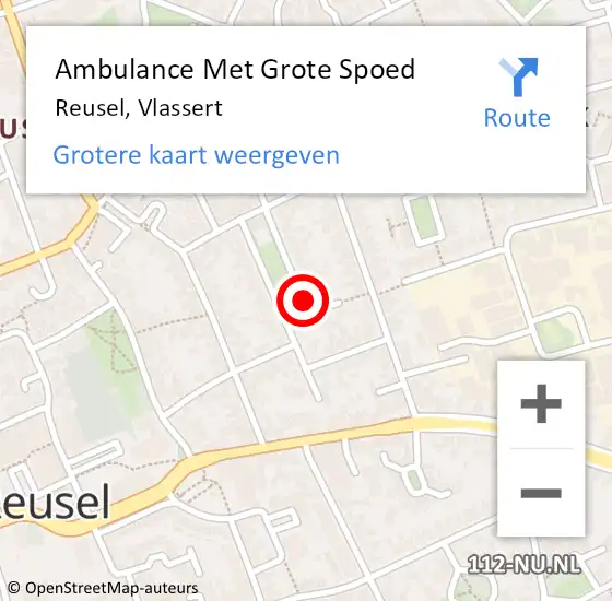 Locatie op kaart van de 112 melding: Ambulance Met Grote Spoed Naar Reusel, Vlassert op 2 juni 2020 20:53