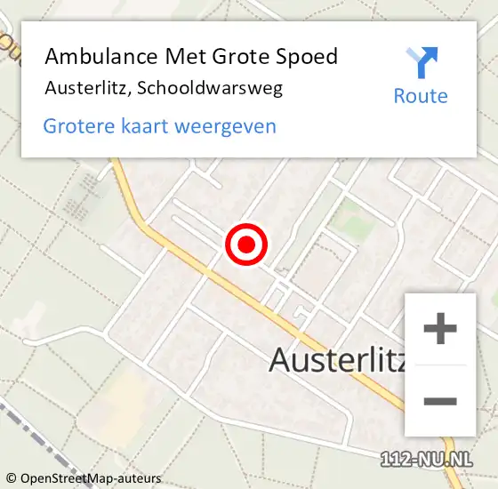 Locatie op kaart van de 112 melding: Ambulance Met Grote Spoed Naar Austerlitz, Schooldwarsweg op 8 mei 2014 14:10