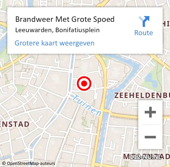 Locatie op kaart van de 112 melding: Brandweer Met Grote Spoed Naar Leeuwarden, Bonifatiusplein op 3 juni 2020 02:17