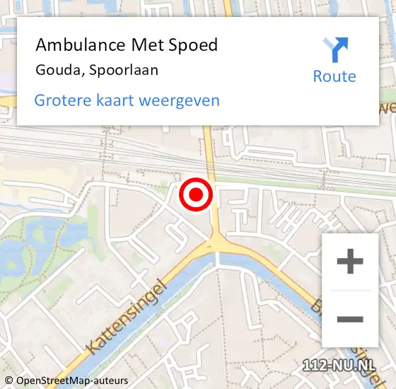 Locatie op kaart van de 112 melding: Ambulance Met Spoed Naar Gouda, Spoorlaan op 3 juni 2020 05:05