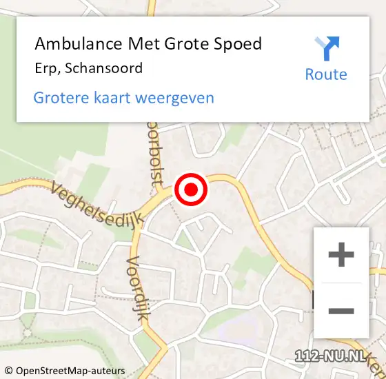 Locatie op kaart van de 112 melding: Ambulance Met Grote Spoed Naar Erp, Schansoord op 3 juni 2020 08:58