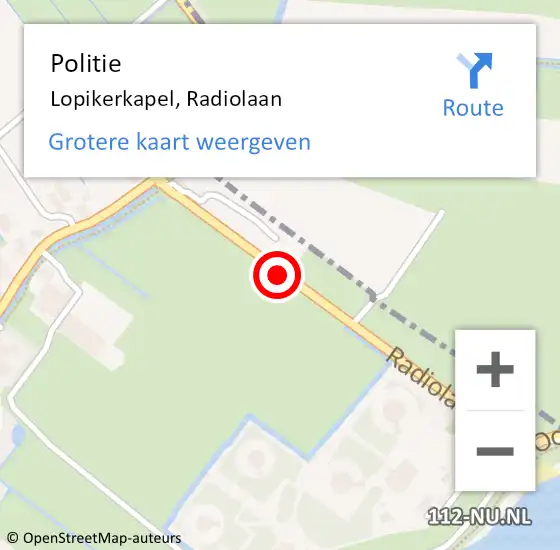 Locatie op kaart van de 112 melding: Politie Lopikerkapel, Radiolaan op 3 juni 2020 11:44