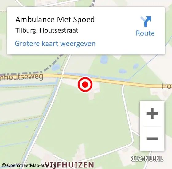 Locatie op kaart van de 112 melding: Ambulance Met Spoed Naar Tilburg, Houtsestraat op 8 mei 2014 14:55