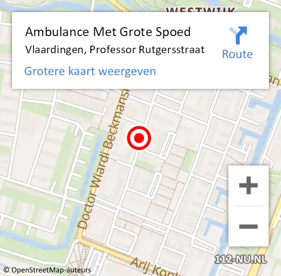 Locatie op kaart van de 112 melding: Ambulance Met Grote Spoed Naar Vlaardingen, Professor Rutgersstraat op 3 juni 2020 12:22