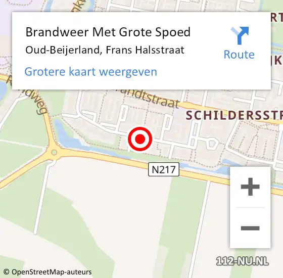 Locatie op kaart van de 112 melding: Brandweer Met Grote Spoed Naar Oud-Beijerland, Frans Halsstraat op 3 juni 2020 12:26