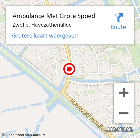 Locatie op kaart van de 112 melding: Ambulance Met Grote Spoed Naar Zwolle, Havezathenallee op 3 juni 2020 12:57