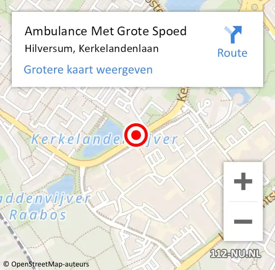 Locatie op kaart van de 112 melding: Ambulance Met Grote Spoed Naar Hilversum, Kerkelandenlaan op 3 juni 2020 13:38