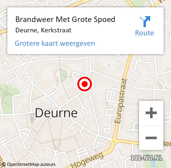 Locatie op kaart van de 112 melding: Brandweer Met Grote Spoed Naar Deurne, Kerkstraat op 3 juni 2020 14:01