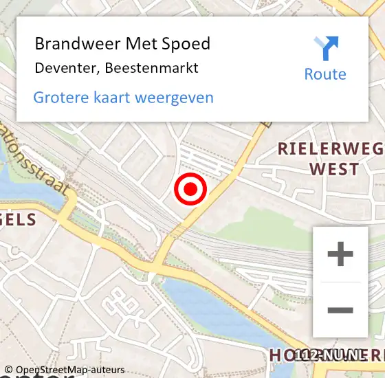 Locatie op kaart van de 112 melding: Brandweer Met Spoed Naar Deventer, Beestenmarkt op 3 juni 2020 14:22