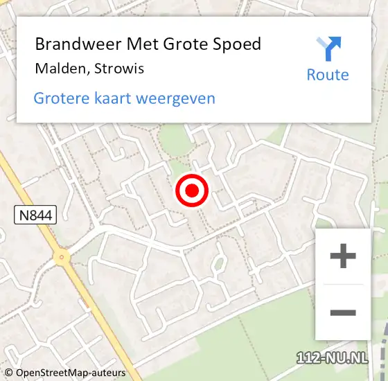 Locatie op kaart van de 112 melding: Brandweer Met Grote Spoed Naar Malden, Strowis op 8 mei 2014 15:10