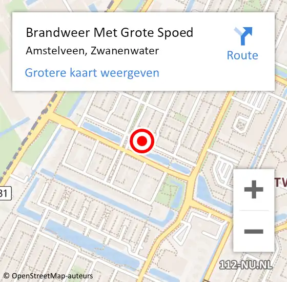 Locatie op kaart van de 112 melding: Brandweer Met Grote Spoed Naar Amstelveen, Zwanenwater op 3 juni 2020 15:57