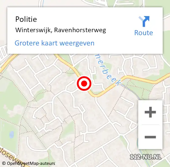 Locatie op kaart van de 112 melding: Politie Winterswijk, Ravenhorsterweg op 3 juni 2020 16:25