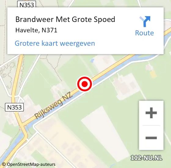 Locatie op kaart van de 112 melding: Brandweer Met Grote Spoed Naar Havelte, N371 op 3 juni 2020 16:25