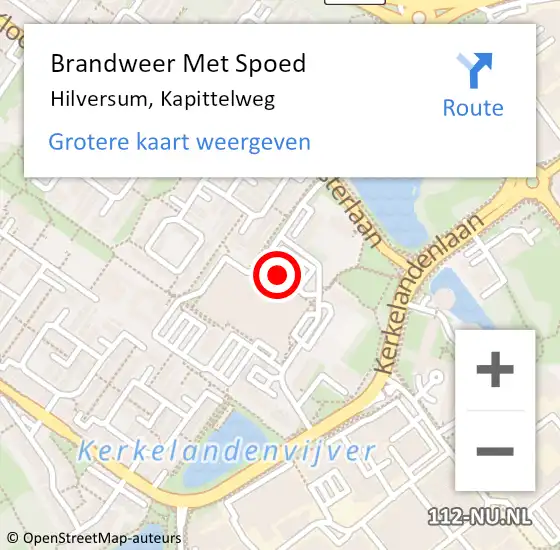 Locatie op kaart van de 112 melding: Brandweer Met Spoed Naar Hilversum, Kapittelweg op 3 juni 2020 16:45