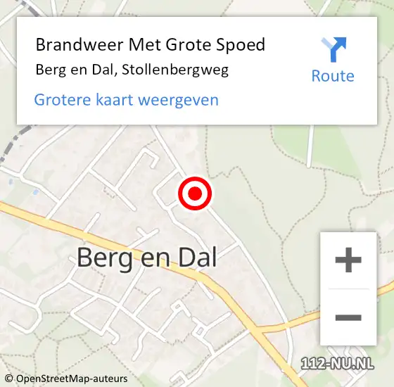 Locatie op kaart van de 112 melding: Brandweer Met Grote Spoed Naar Berg en Dal, Stollenbergweg op 3 juni 2020 18:06