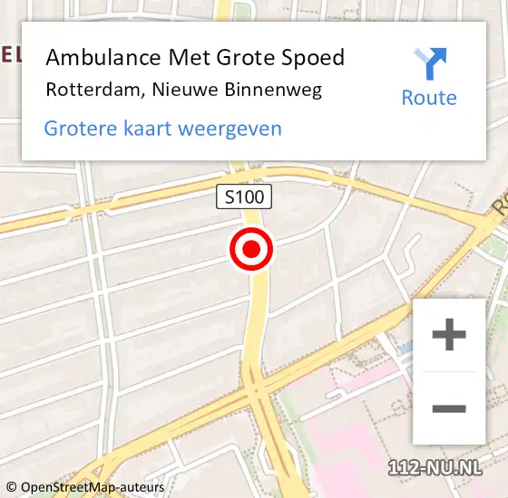 Locatie op kaart van de 112 melding: Ambulance Met Grote Spoed Naar Rotterdam, Nieuwe Binnenweg op 3 juni 2020 18:35