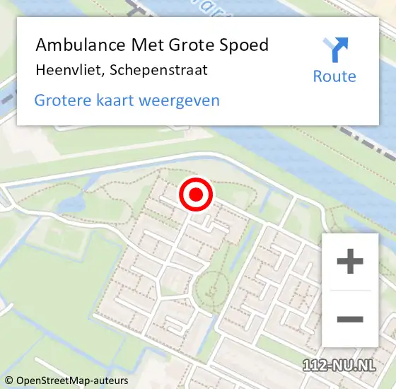 Locatie op kaart van de 112 melding: Ambulance Met Grote Spoed Naar Heenvliet, Schepenstraat op 3 juni 2020 19:26