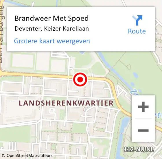 Locatie op kaart van de 112 melding: Brandweer Met Spoed Naar Deventer, Keizer Karellaan op 3 juni 2020 19:48