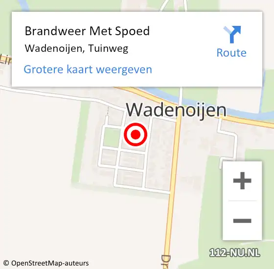 Locatie op kaart van de 112 melding: Brandweer Met Spoed Naar Wadenoijen, Tuinweg op 8 mei 2014 15:34