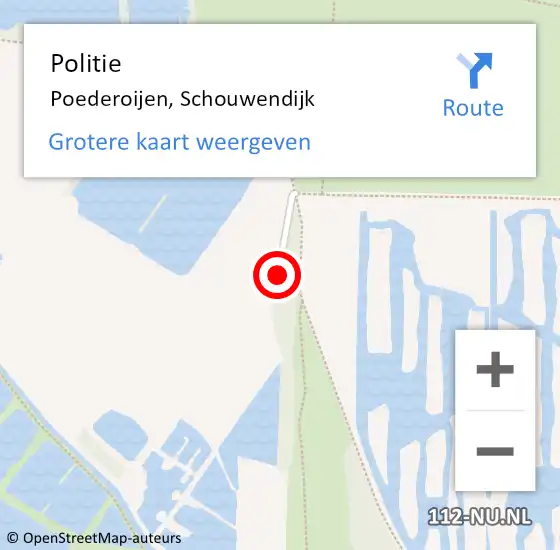 Locatie op kaart van de 112 melding: Politie Poederoijen, Schouwendijk op 8 mei 2014 15:36