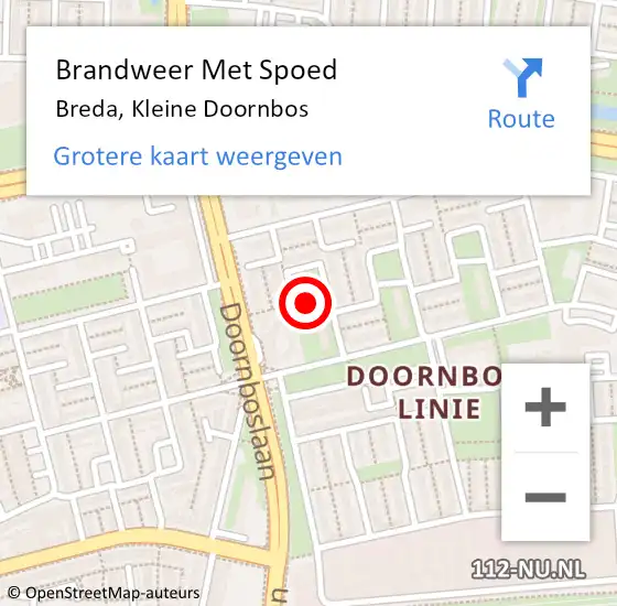 Locatie op kaart van de 112 melding: Brandweer Met Spoed Naar Breda, Kleine Doornbos op 3 juni 2020 20:59