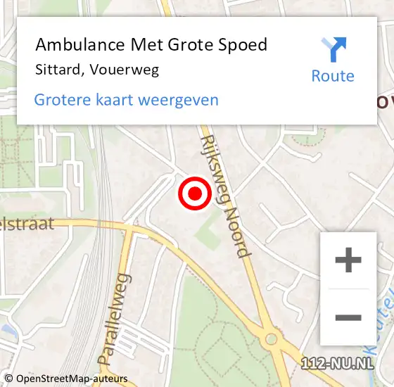 Locatie op kaart van de 112 melding: Ambulance Met Grote Spoed Naar Sittard, Vouerweg op 8 mei 2014 15:42