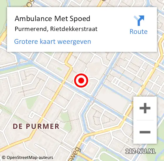 Locatie op kaart van de 112 melding: Ambulance Met Spoed Naar Purmerend, Rietdekkerstraat op 3 juni 2020 21:49