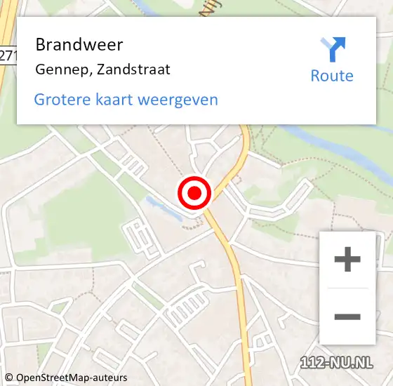 Locatie op kaart van de 112 melding: Brandweer Gennep, Zandstraat op 3 juni 2020 21:52