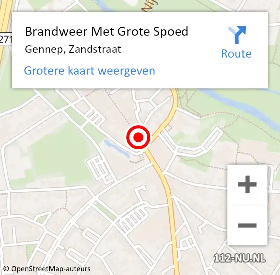 Locatie op kaart van de 112 melding: Brandweer Met Grote Spoed Naar Gennep, Zandstraat op 3 juni 2020 21:53