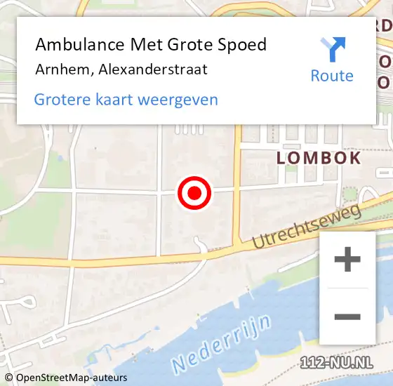 Locatie op kaart van de 112 melding: Ambulance Met Grote Spoed Naar Arnhem, Alexanderstraat op 3 juni 2020 22:04