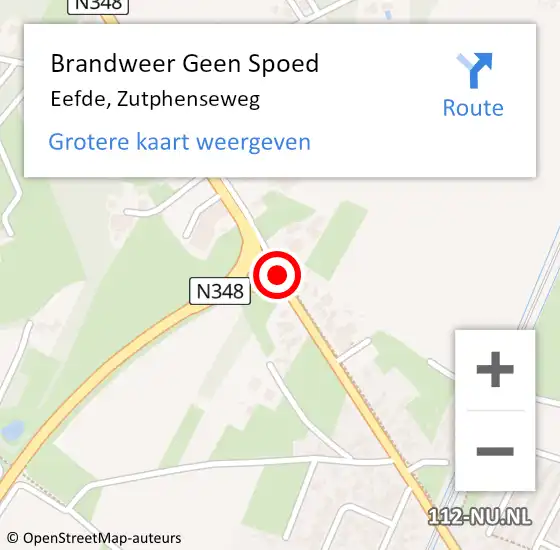 Locatie op kaart van de 112 melding: Brandweer Geen Spoed Naar Eefde, Zutphenseweg op 3 juni 2020 22:55