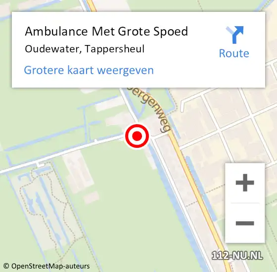 Locatie op kaart van de 112 melding: Ambulance Met Grote Spoed Naar Oudewater, Tappersheul op 8 mei 2014 16:02