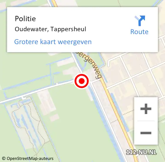 Locatie op kaart van de 112 melding: Politie Oudewater, Tappersheul op 8 mei 2014 16:02