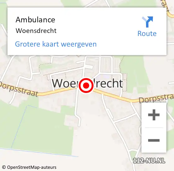 Locatie op kaart van de 112 melding: Ambulance Woensdrecht op 4 juni 2020 08:40