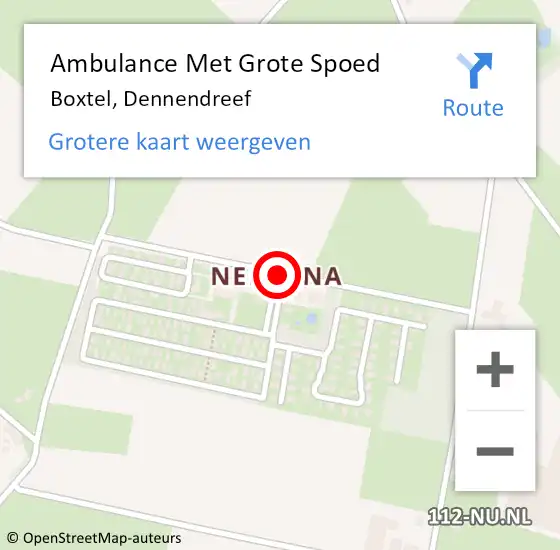 Locatie op kaart van de 112 melding: Ambulance Met Grote Spoed Naar Boxtel, Dennendreef op 4 juni 2020 09:29