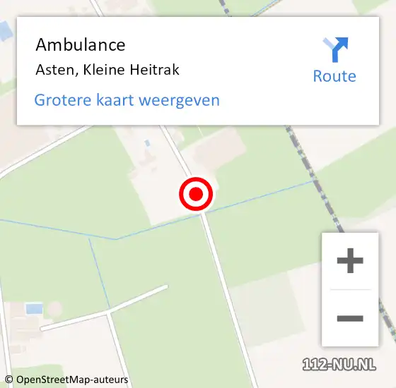 Locatie op kaart van de 112 melding: Ambulance Asten, Kleine Heitrak op 4 juni 2020 10:57