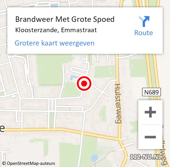 Locatie op kaart van de 112 melding: Brandweer Met Grote Spoed Naar Kloosterzande, Emmastraat op 4 juni 2020 11:03