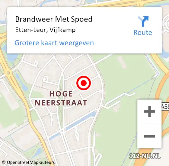 Locatie op kaart van de 112 melding: Brandweer Met Spoed Naar Etten-Leur, Vijfkamp op 4 juni 2020 11:47