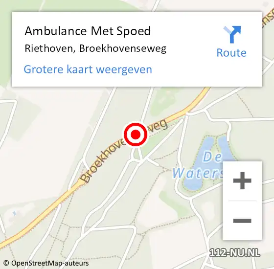 Locatie op kaart van de 112 melding: Ambulance Met Spoed Naar Riethoven, Broekhovenseweg op 4 juni 2020 12:10