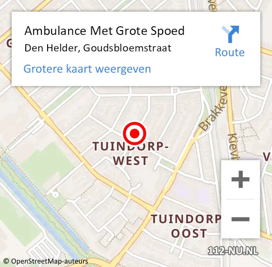 Locatie op kaart van de 112 melding: Ambulance Met Grote Spoed Naar Den Helder, Goudsbloemstraat op 4 juni 2020 12:21