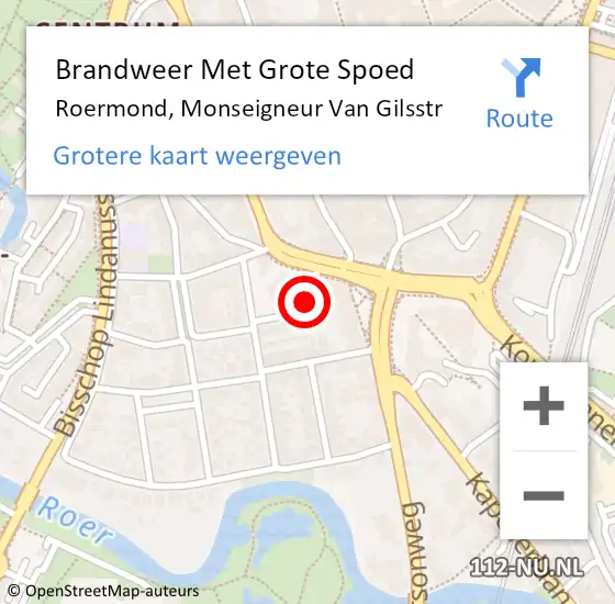 Locatie op kaart van de 112 melding: Brandweer Met Grote Spoed Naar Roermond, Monseigneur Van Gilsstr op 4 juni 2020 12:31