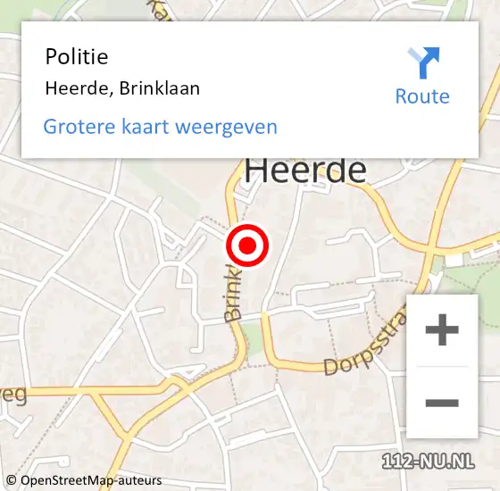 Locatie op kaart van de 112 melding: Politie Heerde, Brinklaan op 4 juni 2020 12:47