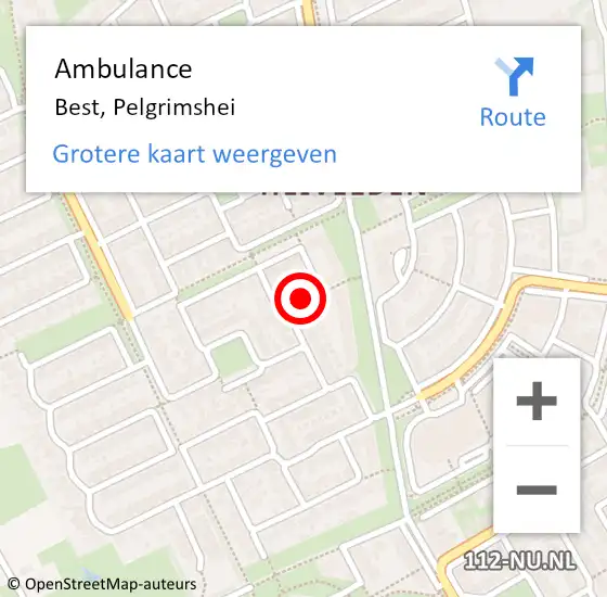 Locatie op kaart van de 112 melding: Ambulance Best, Pelgrimshei op 4 juni 2020 12:50