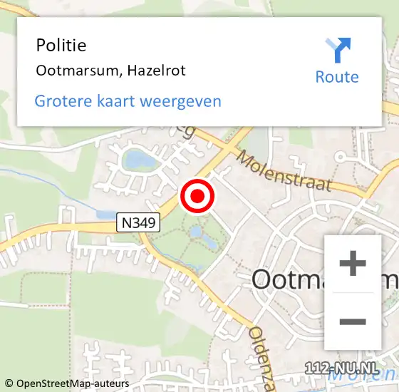Locatie op kaart van de 112 melding: Politie Ootmarsum, Hazelrot op 4 juni 2020 13:00