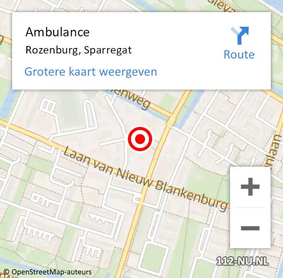 Locatie op kaart van de 112 melding: Ambulance Rozenburg, Sparregat op 4 juni 2020 13:16