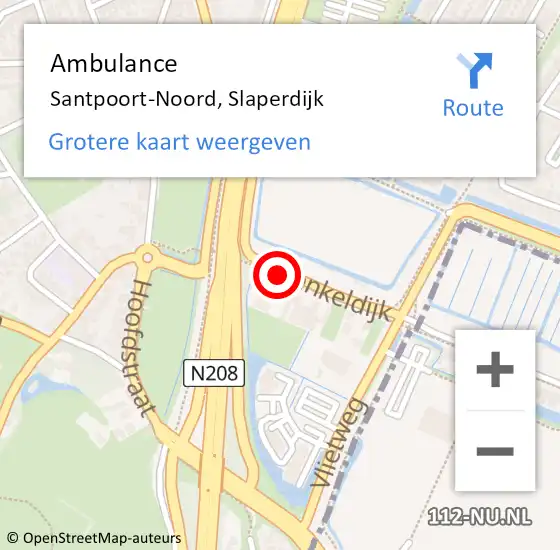 Locatie op kaart van de 112 melding: Ambulance Santpoort-Noord, Slaperdijk op 4 juni 2020 14:57