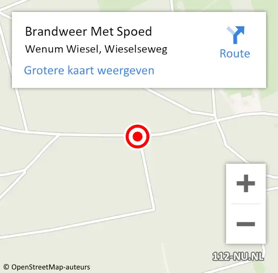 Locatie op kaart van de 112 melding: Brandweer Met Spoed Naar Wenum Wiesel, Wieselseweg op 4 juni 2020 14:58